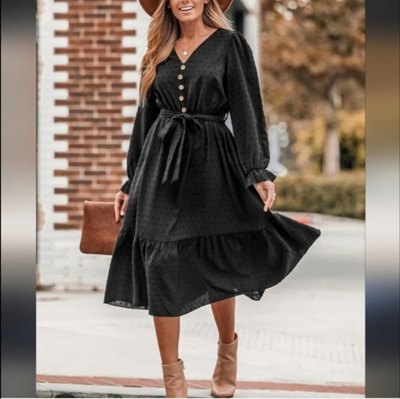 XL Long Sleeve Dress Cottagecore Tiered Flowy Dark Fairy Peasant Whimsygoth - Picture 1 of 2